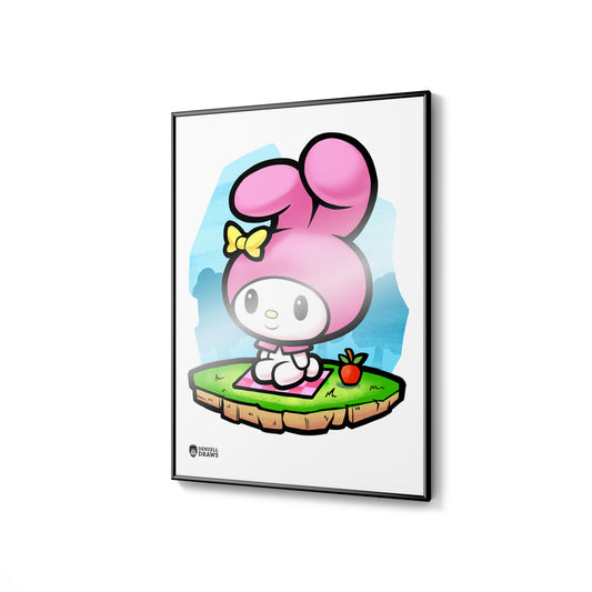 Pink Hooded Rabbit - Art Print